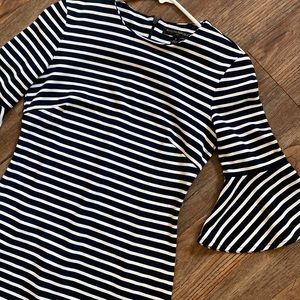 Banana Republic Navy Striped Dress 3/4 Flare Sleeve Excellent Condition
